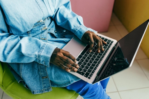 Woman working on laptop