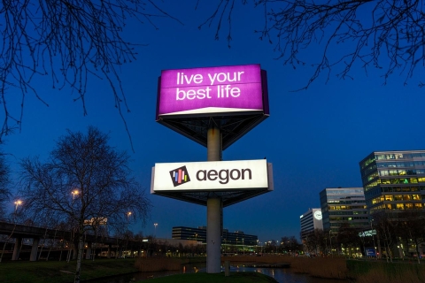 Aegon mast at night